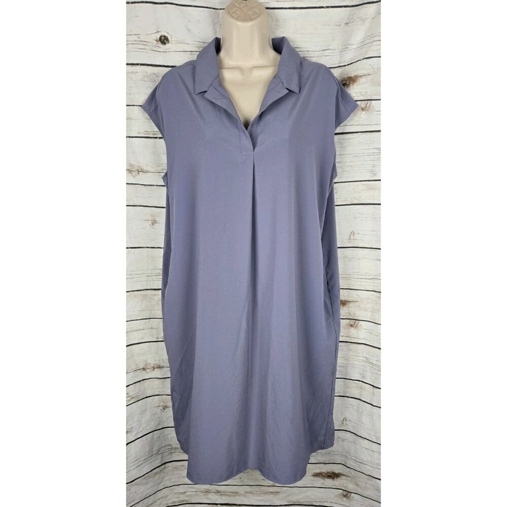 Athleta Daybreak Dress Tempest Violet MP Medium Short Sleeve Travel Lightweight